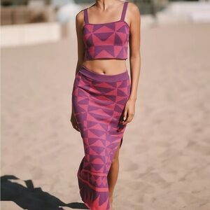 Anthropologie WOOL + NATURE x Celandine Crop Top and Skirt Set